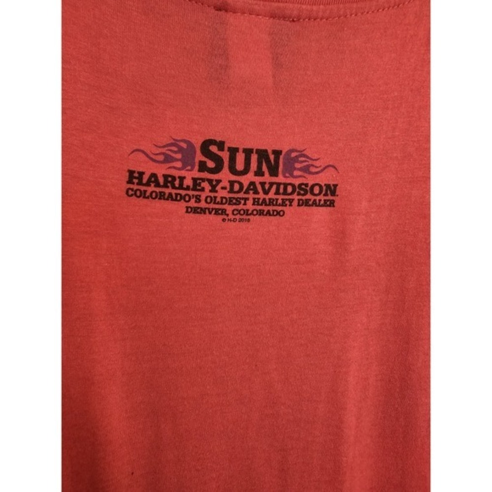 Harley Davidson Womens XL Hot Pink Purple Foil Long Sleeve Sun Denver Colorado - Picture 6 of 7